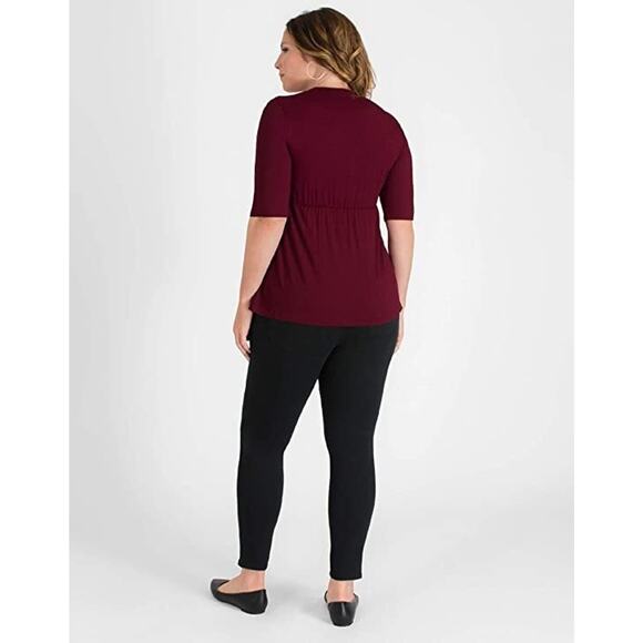 Kiyonna Top Burgundy Red Caycee Twist Empire Waist Twist Front Size 12 Versatile - Picture 5 of 10